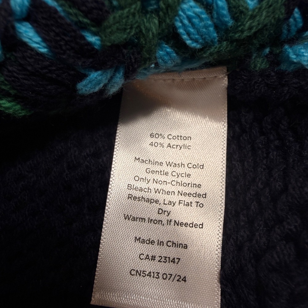 Talbots Women's L Sweater Chamonix Fair Isle preppy chunky knit navy classic NEW - Picture 13 of 16